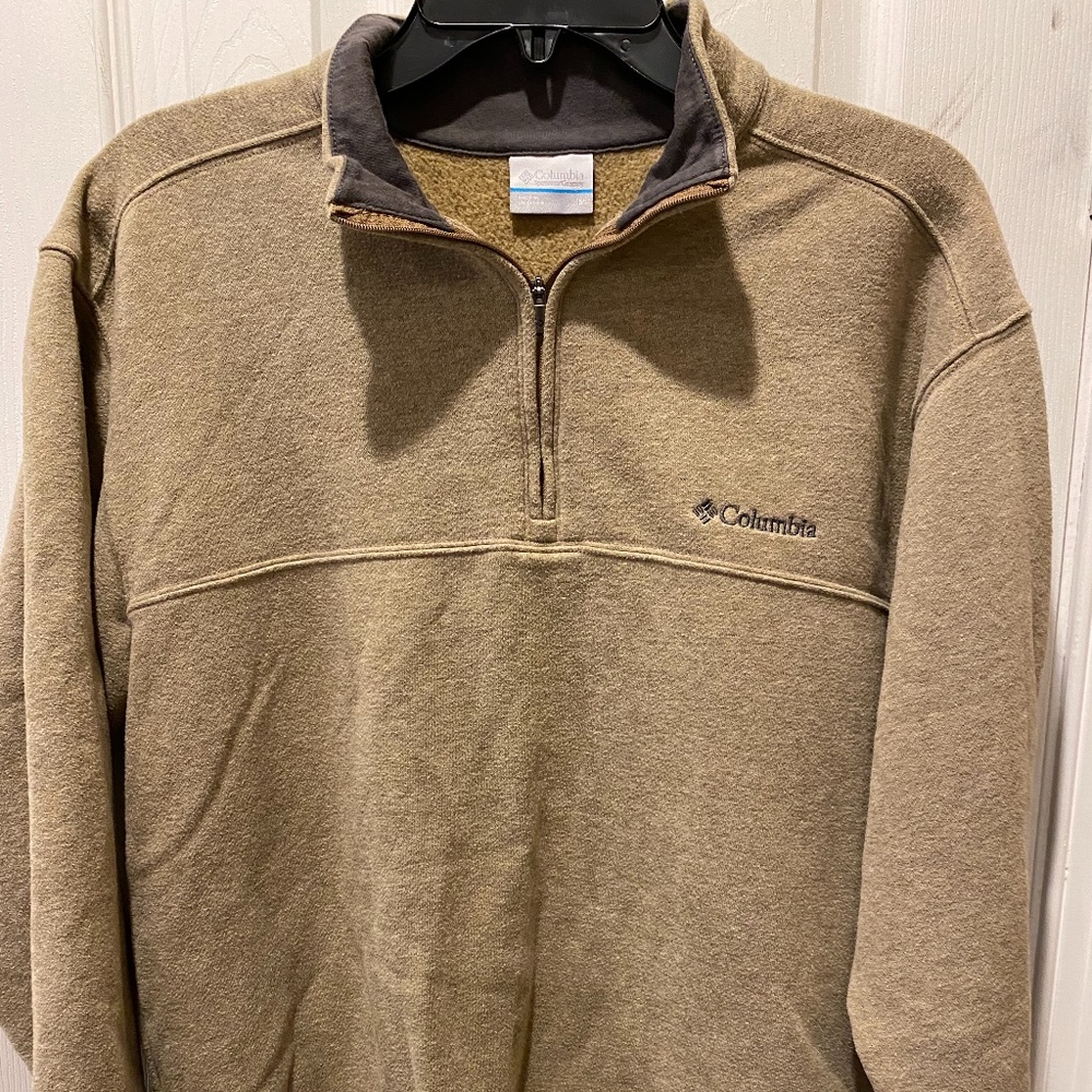 Men’s Columbia 1/4 Zip Pullover Tan Medium